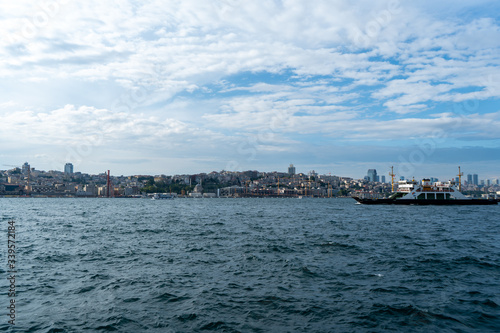 The view of the Bosphorus strait in Istanbul. European side of the city. Turkey, July 2019