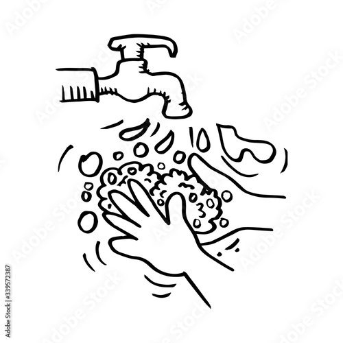 Wash your hands. Hand drawing. hand washing. 
