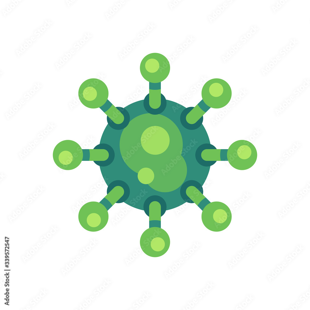 Green virus flat icon. SARS-CoV-2 novel coronavirus vector illustration. Green virus flat icon. SARS-CoV-2 novel coronavirus vector illustration.