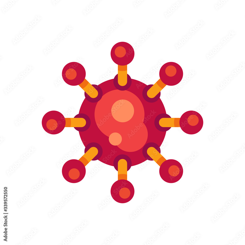 Red virus flat icon. SARS-CoV-2 novel coronavirus vector illustration. Red virus flat icon. SARS-CoV-2 novel coronavirus vector illustration.