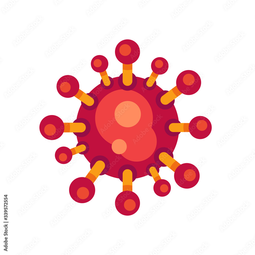 Red virus flat icon. SARS-CoV-2 novel coronavirus vector illustration. Red virus flat icon. SARS-CoV-2 novel coronavirus vector illustration.