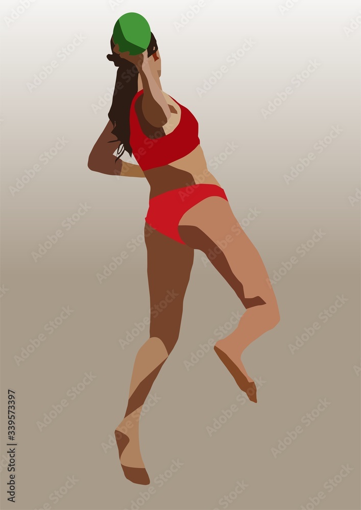Sport wektorowa postać kobiety w ruchu  - obrazy, fototapety, plakaty 