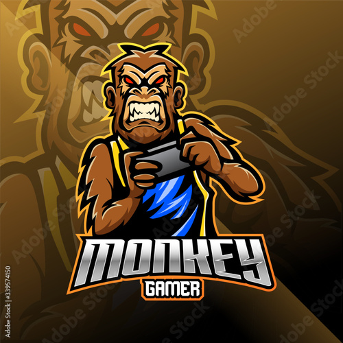 Monkey gamer mascot logo design