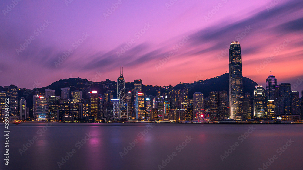 Victoria Harbor of Hong Kong at twilight