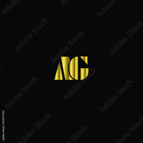 Creative Professional Trendy and Minimal Letter AG Logo Design in Black and Gold Color  Initial Based Alphabet Icon Logo in Editable Vector Format