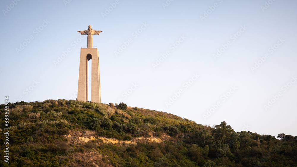 Cristo Rei, The Christ Statue of Lisbon. The Sanctuary of Christ the King monument on the hills of Almada overlooking the city of Lisbon, Portugal.