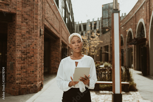 Businesswoman holding a tablet