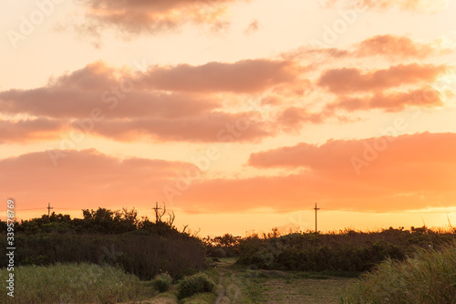 日本最南端、沖縄県波照間島の夕景