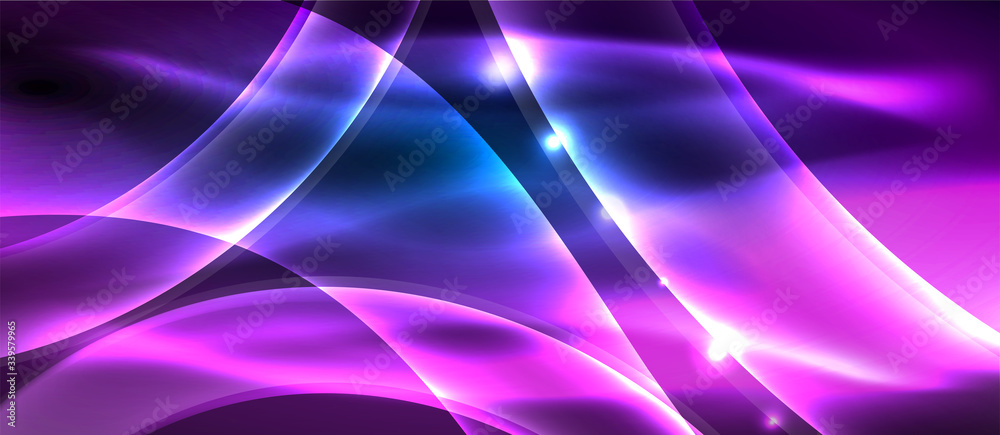 Abstract background. Shiny design neon waves with light effects, techno trendy design. Vector Illustration For Wallpaper, Banner, Background, Card, Book Illustration, landing page Abstract background. Shiny design neon waves with light effects, techno trendy design. Vector Illustration For Wallpaper, Banner, Background, Card, Book Illustration, landing page