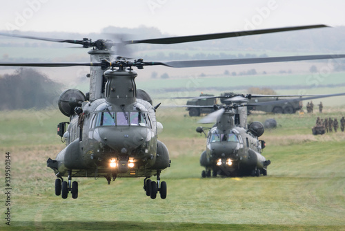 Fototapet RAF Chinook helicopter on a training mission during Exercise Wessex Storm on Sal