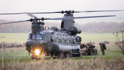 Photo RAF Chinook helicopter on a training mission during Exercise Wessex Storm on Sal