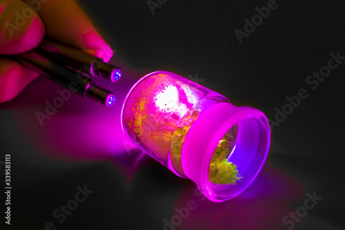 Quadro em tela Photoluminescence chemical materials, called fluorescent