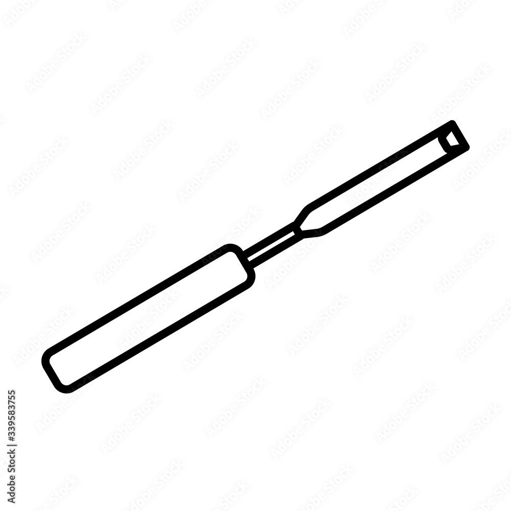 Carpenter tool chisel isolated on white background. Line icon for construction, decoration, repair services. Tool kits. Sale, rent. Hand tools. Shop for locksmith, carpenter, foreman. Carpenter tool chisel isolated on white background. Line icon for construction, decoration, repair services. Tool kits. Sale, rent. Hand tools. Shop for locksmith, carpenter, foreman.