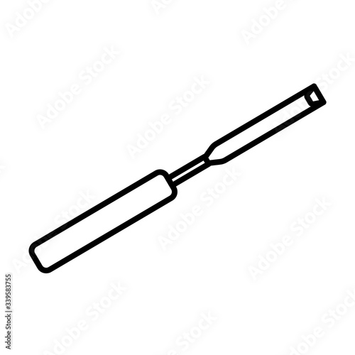 Carpenter tool chisel isolated on white background. Line icon for construction, decoration, repair services. Tool kits. Sale, rent. Hand tools. Shop for locksmith, carpenter, foreman.