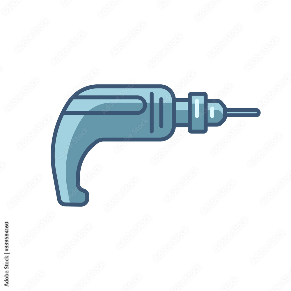 Carpenter tool drill isolated on white background. Flat icon for construction, decoration, repair services. Tool kits. Sale, rent. Hand tools. Shop for locksmith, carpenter, foreman. Carpenter tool drill isolated on white background. Flat icon for construction, decoration, repair services. Tool kits. Sale, rent. Hand tools. Shop for locksmith, carpenter, foreman.
