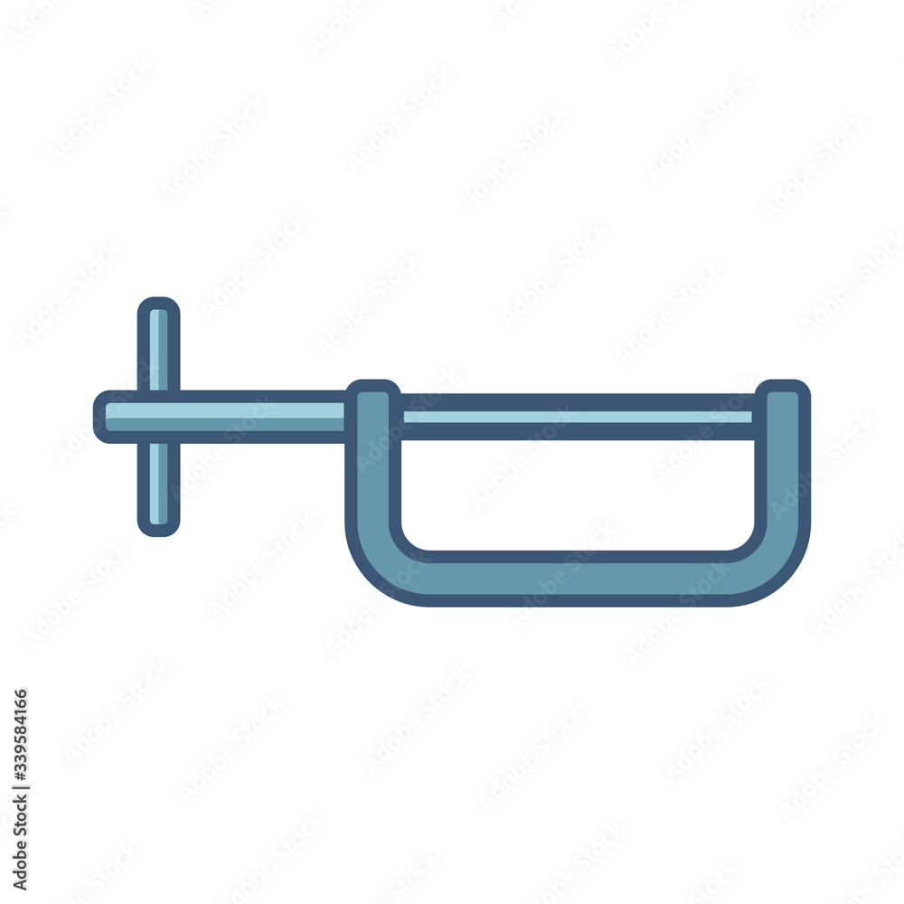 Carpenter tool clamp isolated on white background. Flat icon for construction, decoration, repair services. Tool kits. Sale, rent. Hand tools. Shop for locksmith, carpenter, foreman. Carpenter tool clamp isolated on white background. Flat icon for construction, decoration, repair services. Tool kits. Sale, rent. Hand tools. Shop for locksmith, carpenter, foreman.