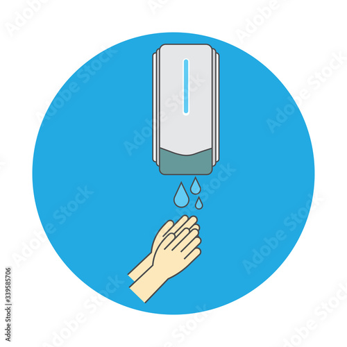 Pump Hand wash. Hand sanitizer. Rubbing alcohol. Wall mounted soap dispenser. Wall hanging hand wash container. icon design