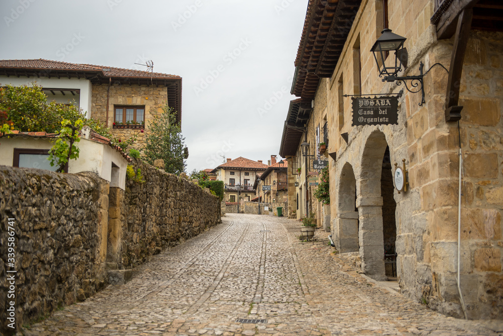 Streets typical of old world heritage village of Santillana del Mar, Spain