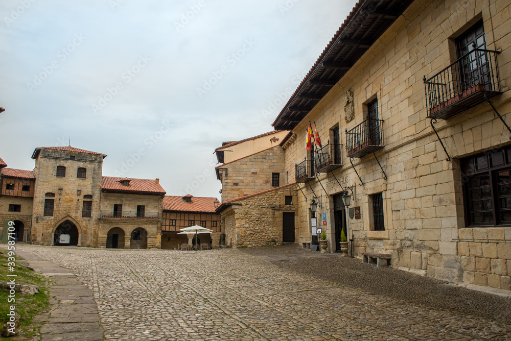 Streets typical of old world heritage village of Santillana del Mar, Spain