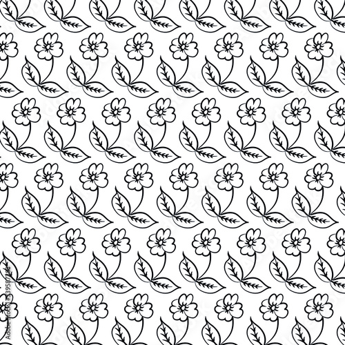 floral hand drawn pattern on white background