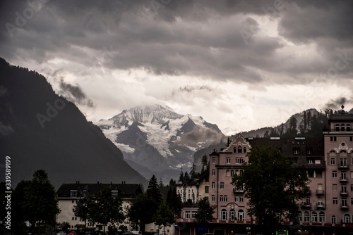dramatic light and clouds on the swiss alps