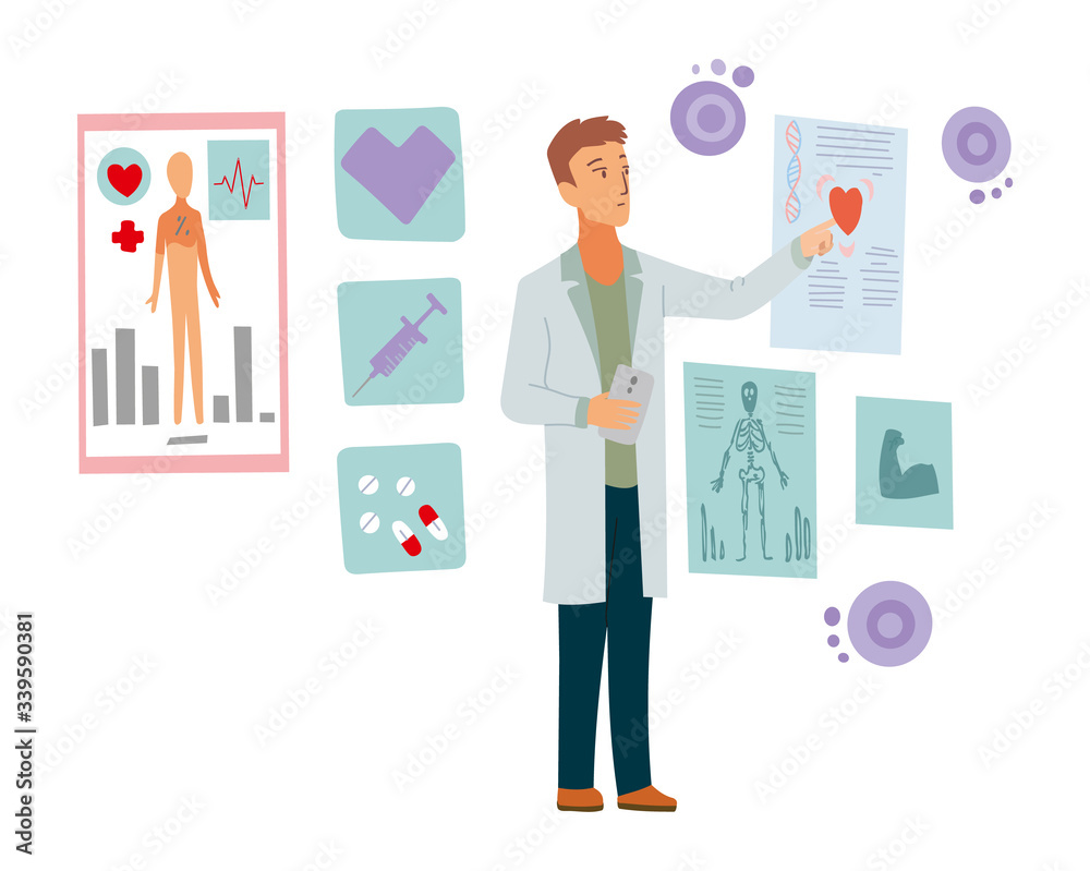 Modern technologies in medicine, diagnostics. Doctor taking care of the patients, healthcare and technology concept Modern technologies in medicine, diagnostics. Doctor taking care of the patients, healthcare and technology concept