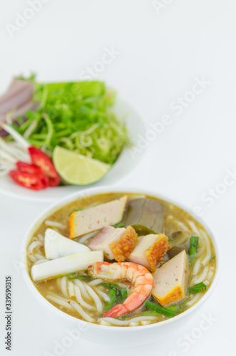Bun Mam - A Vietnamese fermented fish noodles soup. The broth is made from fermented fish. This is a typical dish of Mekong delta in Vietnam