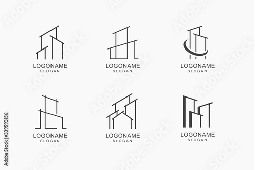 Building logo contruction with line style