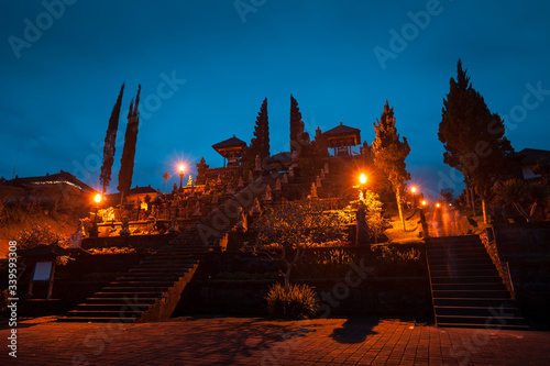 Main Balinese Hindu temple named Pura Besakih at twilight. Bali  Indonesia