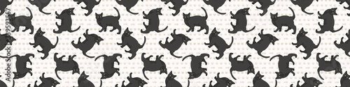 Cute cartoon Bombay cat seamless border pattern. Pedigree kitty breed domestic kitty background. Cat lover Asian purebred washi ribbon. Feline EPS 10 trim. 