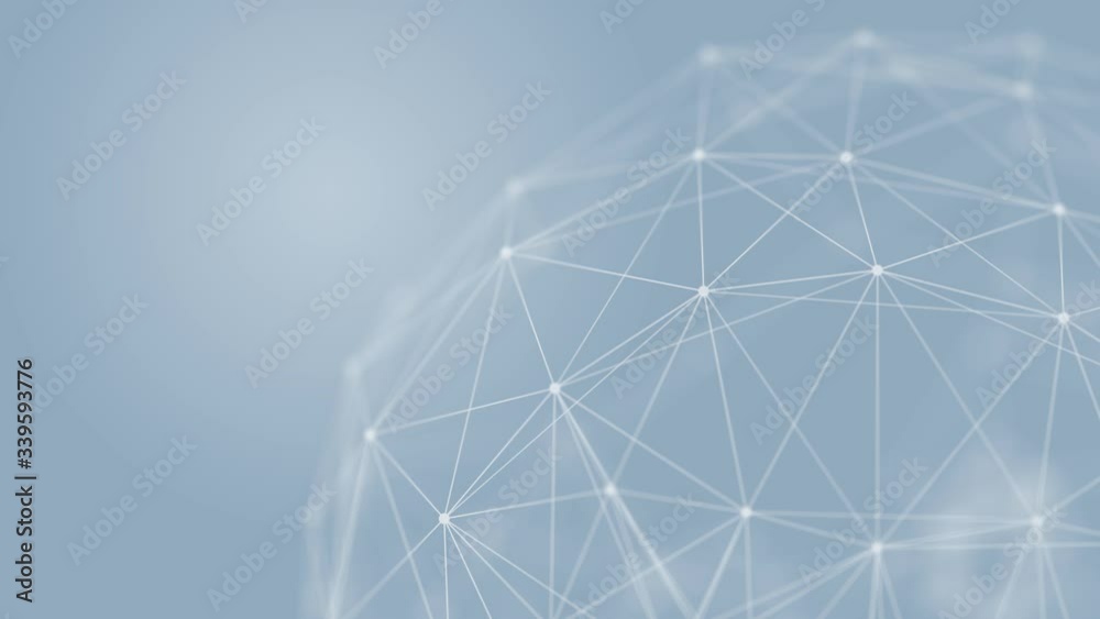 Abstract technology futuristic on blue background plexus. White glow connection lines and dots. Business Concept. Medical, Science, Communications, Network, Internet, Music, Game. 3d animation. 4K UHD