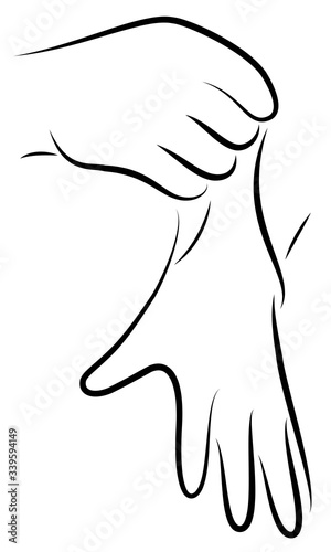 Put rubber gloves on your hands. Hygienic procedure. Disease prevention, good for health. Vector illustration