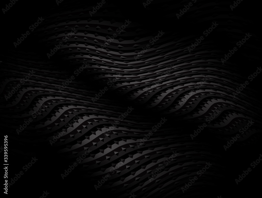 Black abstract vector illustration with geometric texture. Waving form Black abstract vector illustration with geometric texture. Waving form