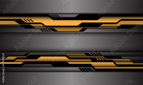 Abstract yellow black circuit cyber on silver design modern futuristic technology style background vector illustration.