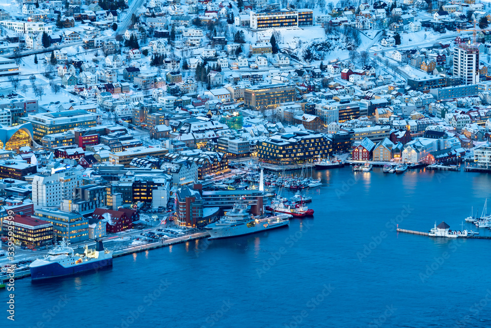 Tromso harbour aerial view, Norway
