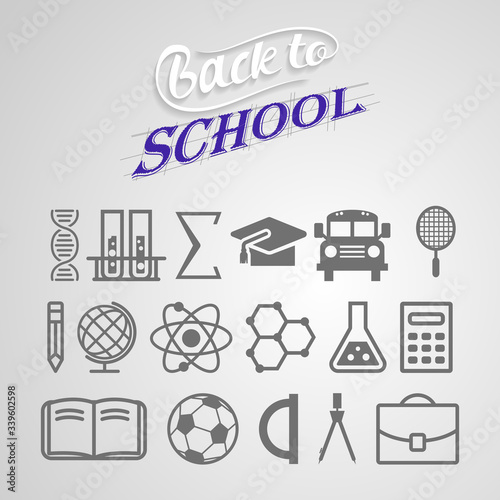 Back to school, vector icon set