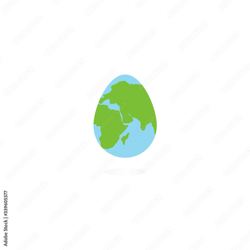 Easter egg with the image of continents. earth day. happy Easter. isolated.