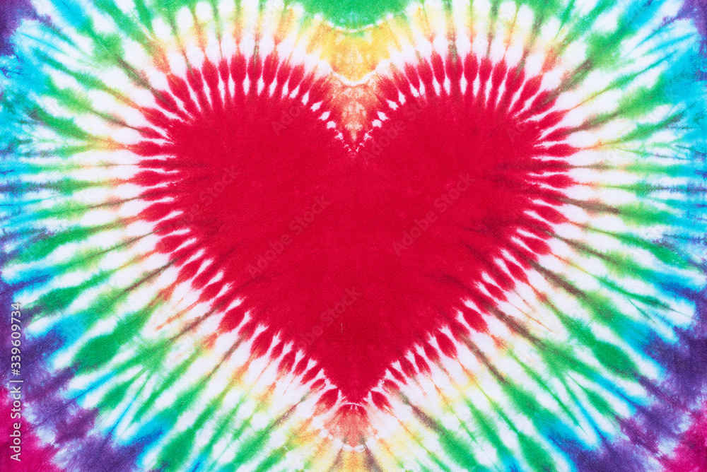 heart shape tie dye pattern hand dyed on cotton fabric abstract texture ...