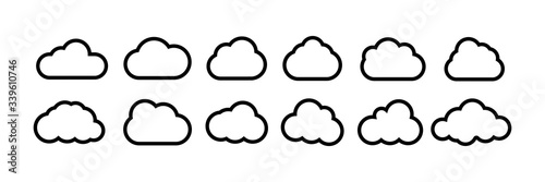 Clouds icon, vector illustration. Different clouds set .Cumulus cloud line art icon. Cloud symbol on a white background.