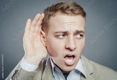 Portrait of a deaf businessman photo