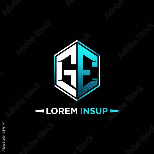 GE initial hexagon logo monogram designs modern templates .