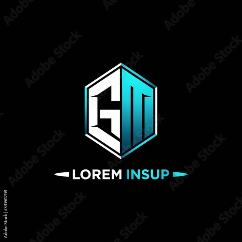 GM initial hexagon logo monogram designs modern templates .