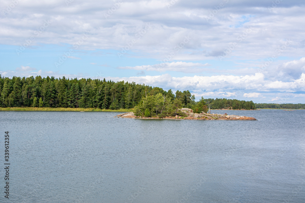 View to the coast, island and Gulf of Finland, Linlo, Kirkkonummi, Finland