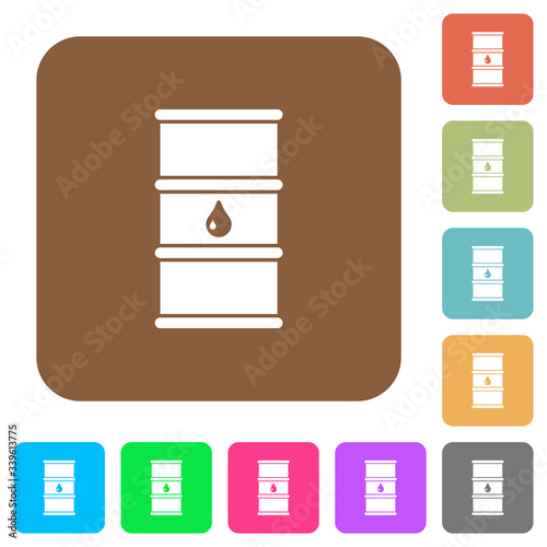Oil barrel rounded square flat icons