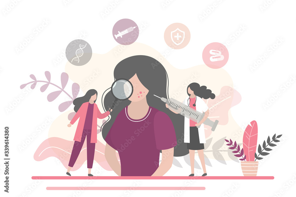 Skin Problems and Treatments. Woman patient at beautician's appointment. Skin Conditions and Diseases Treatment. Skin Problems and Treatments. Woman patient at beautician's appointment. Skin Conditions and Diseases Treatment.