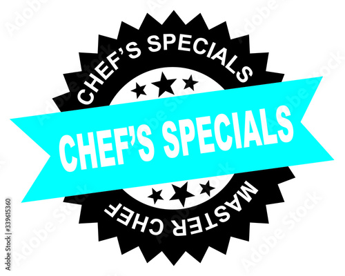 Chef's specials sign. special round label of chef. Chef's Specials Tag