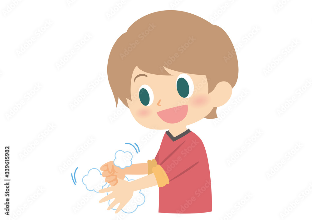 男子の手洗い　親指