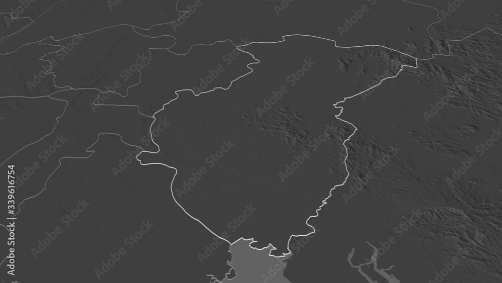 Cross River, state with its capital, zoomed and extruded on the bilevel map of Nigeria in the conformal Stereographic projection. Animation 3D Cross River, state with its capital, zoomed and extruded on the bilevel map of Nigeria in the conformal Stereographic projection. Animation 3D