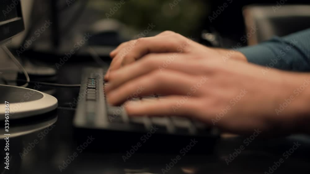 Software Developer Overtime Remote Working In Home At Deadline.Manager Typing On Keyboard At Night In Social Network.Man Working In Office Online.Businessman Hand Typing Email On Computer Keyboard . Software Developer Overtime Remote Working In Home At Deadline.Manager Typing On Keyboard At Night In Social Network.Man Working In Office Online.Businessman Hand Typing Email On Computer Keyboard .