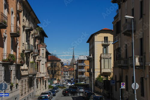 The iconic spire of Mole Antonelliana in Turin in Italy